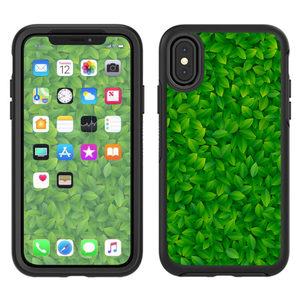  Green Leaves Otterbox Defender Apple iPhone X Skin
