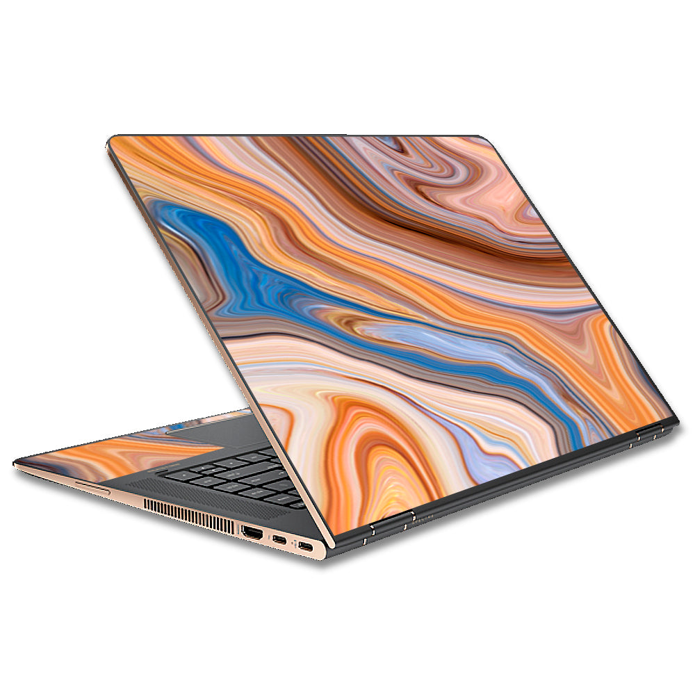  Brown Blue Marble Glass HP Spectre x360 15t Skin