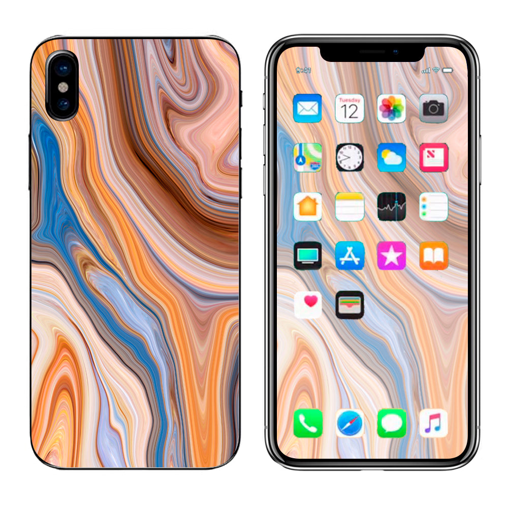  Brown Blue Marble Glass Apple iPhone X Skin