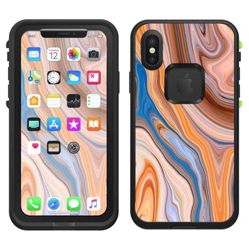  Brown Blue Marble Glass Lifeproof Fre Case iPhone X Skin