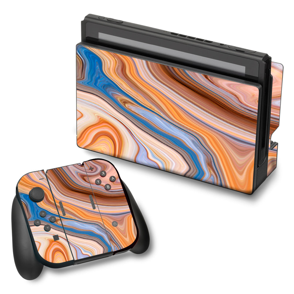  Brown Blue Marble Glass Nintendo Switch Skin
