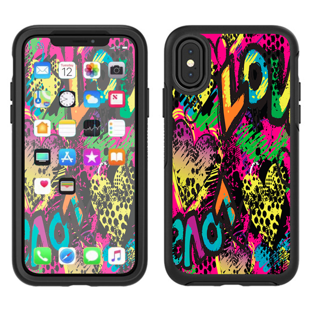  80'S Love Pop Art Neon Otterbox Defender Apple iPhone X Skin
