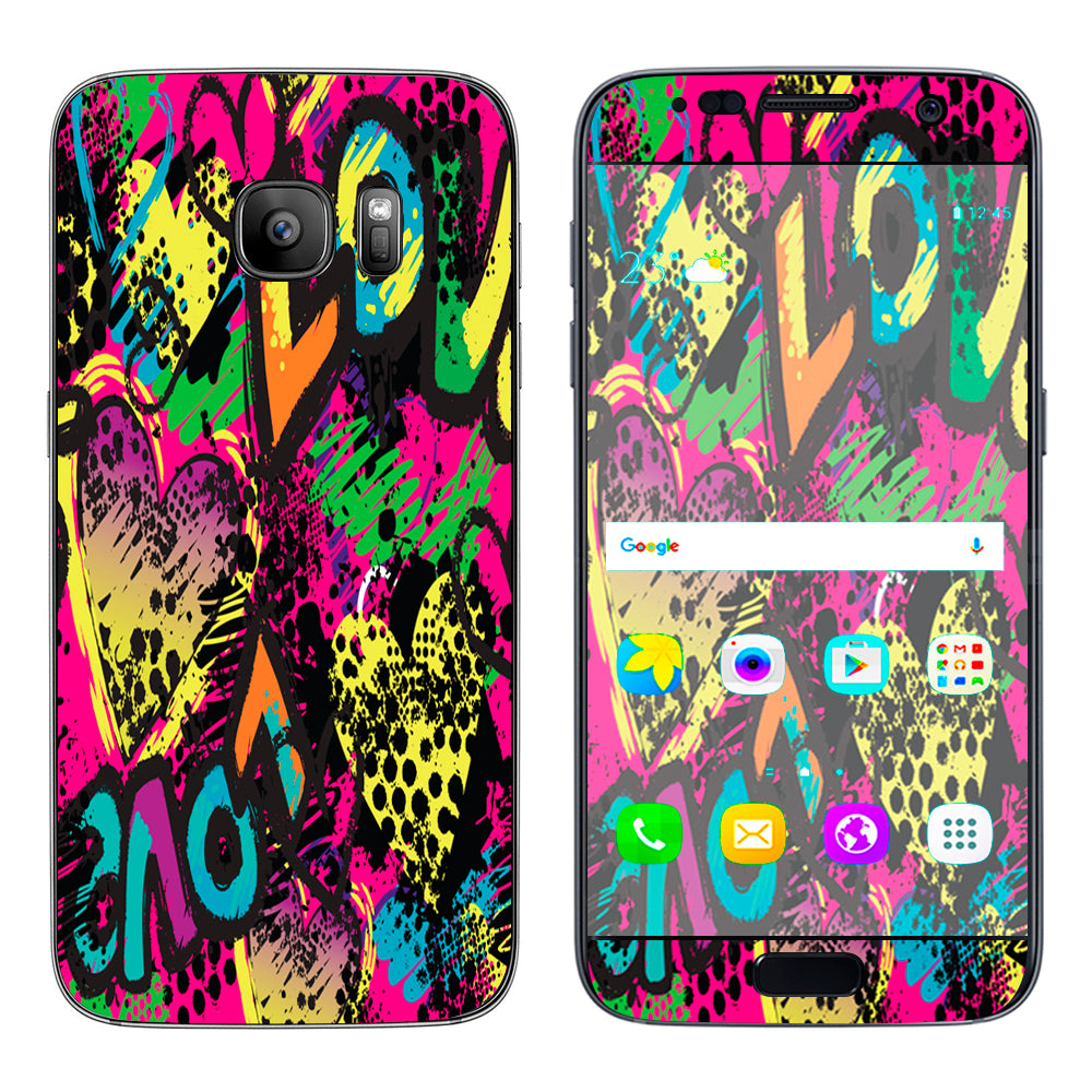  80'S Love Pop Art Neon Samsung Galaxy S7 Skin