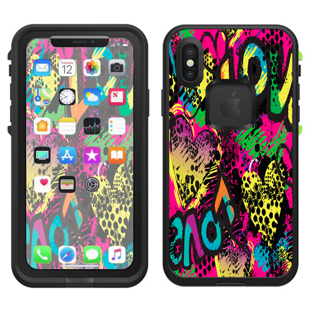  80'S Love Pop Art Neon Lifeproof Fre Case iPhone X Skin