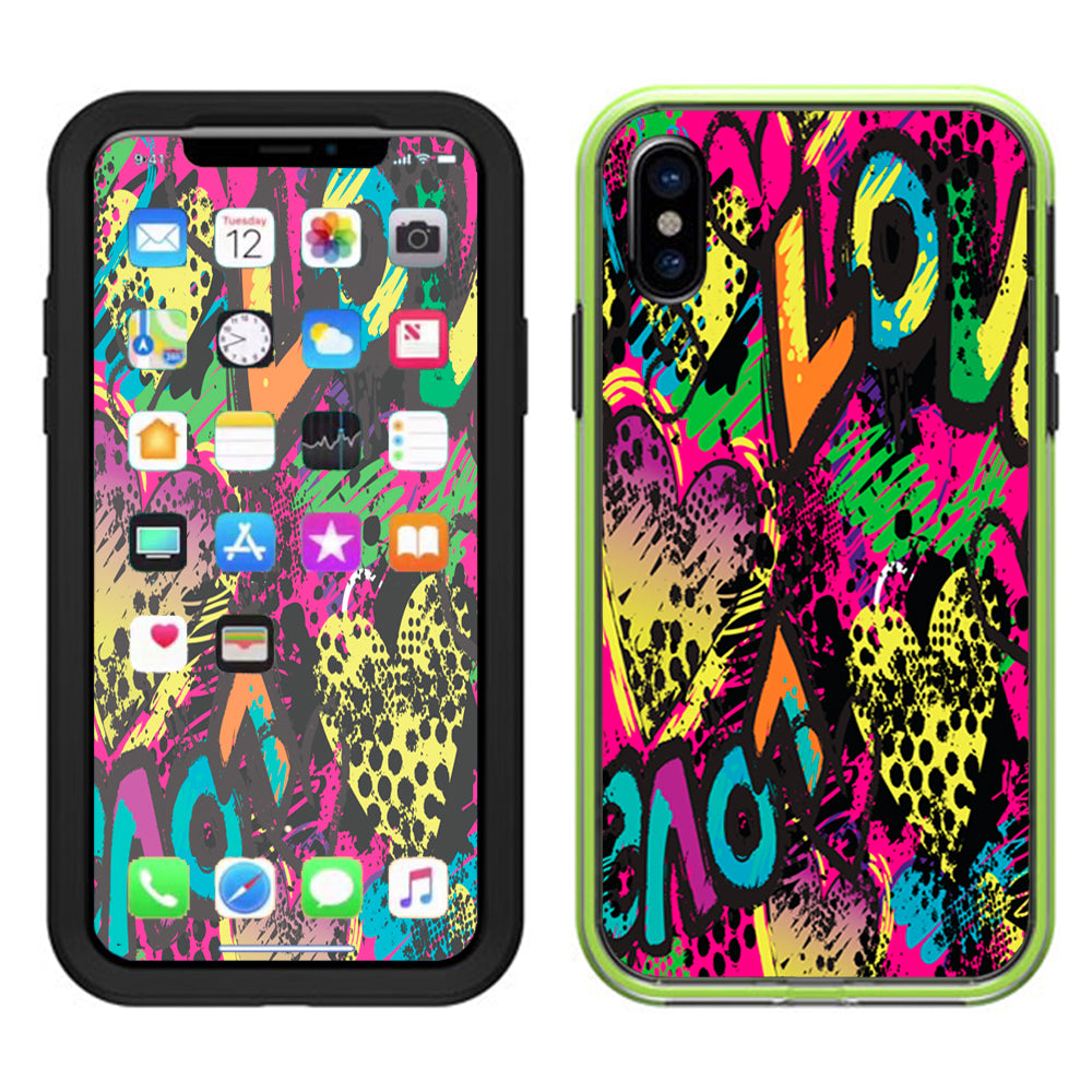 80'S Love Pop Art Neon Lifeproof Slam Case iPhone X Skin