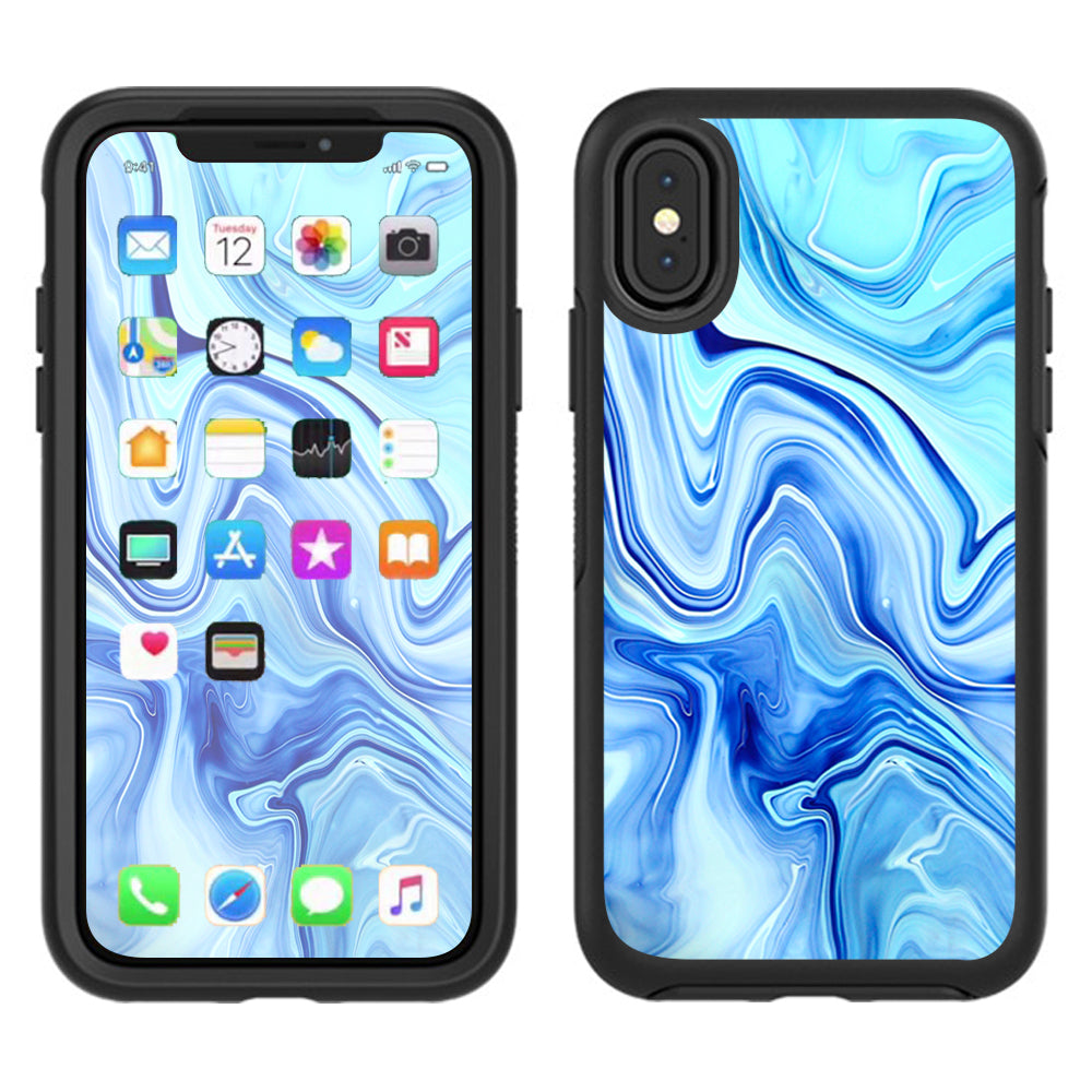  Blue Marble Rocks Glass Otterbox Defender Apple iPhone X Skin