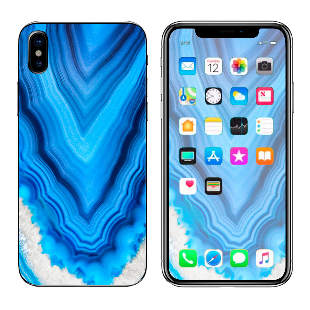  Crystal Blue Ice Marble  Apple iPhone X Skin