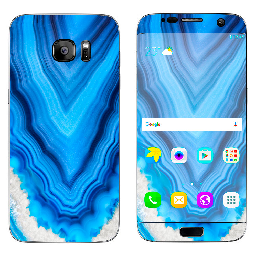  Crystal Blue Ice Marble  Samsung Galaxy S7 Edge Skin