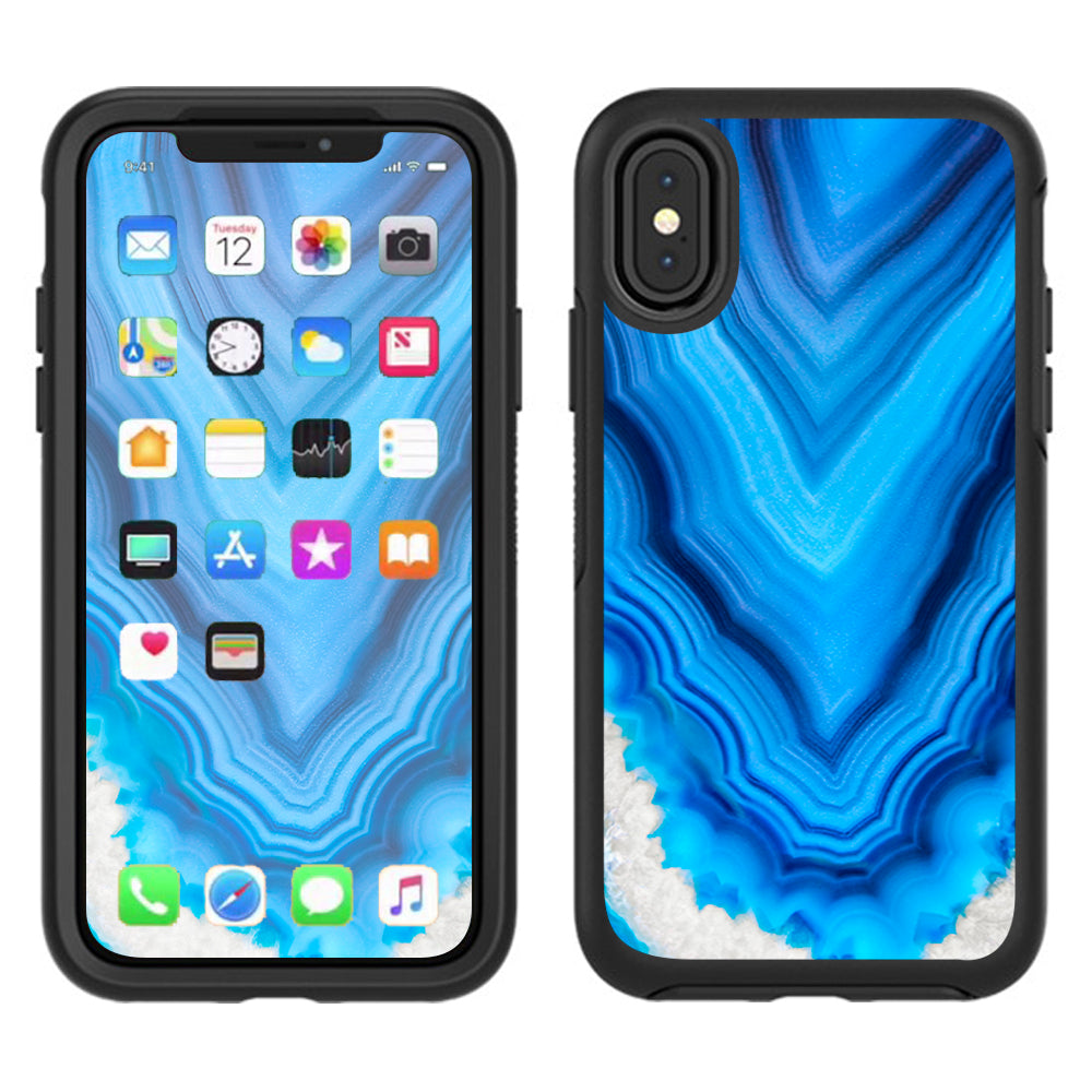  Crystal Blue Ice Marble  Otterbox Defender Apple iPhone X Skin