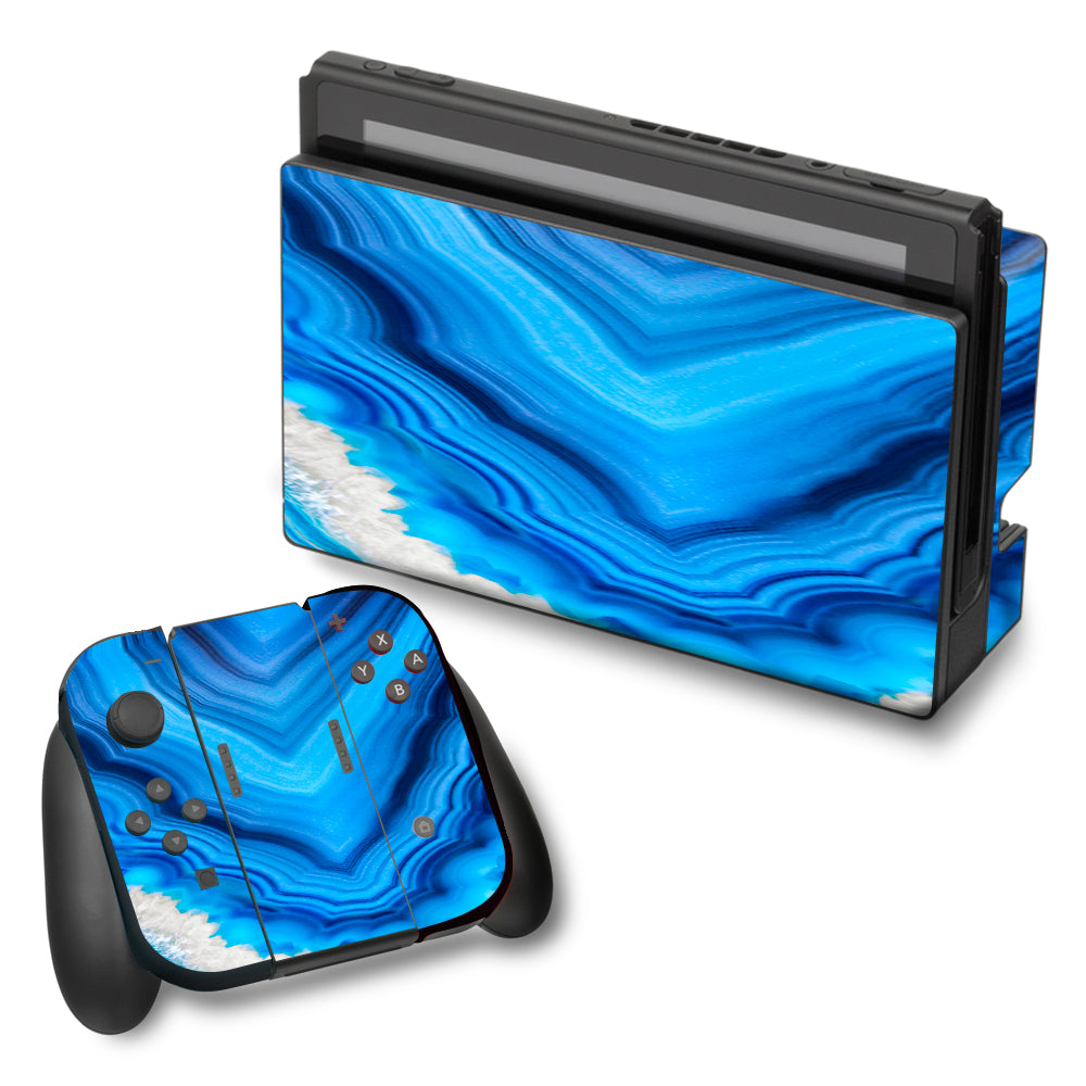  Crystal Blue Ice Marble  Nintendo Switch Skin