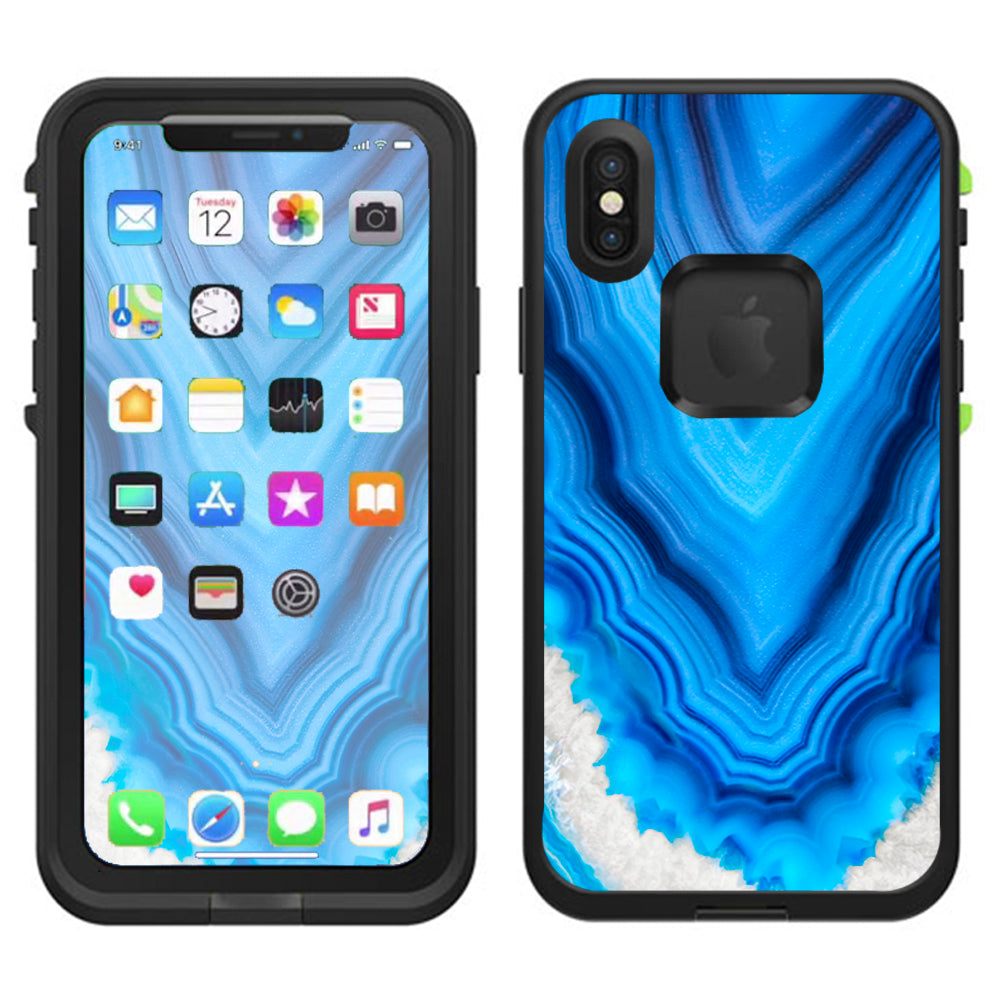  Crystal Blue Ice Marble  Lifeproof Fre Case iPhone X Skin