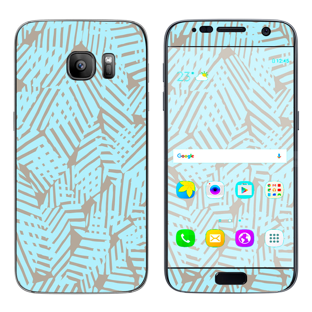  Blue Beige Pattern Samsung Galaxy S7 Skin