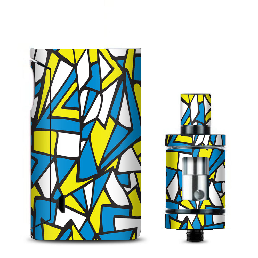  Stained Glass Abstract Blue Yellow Vaporesso Drizzle Fit Skin