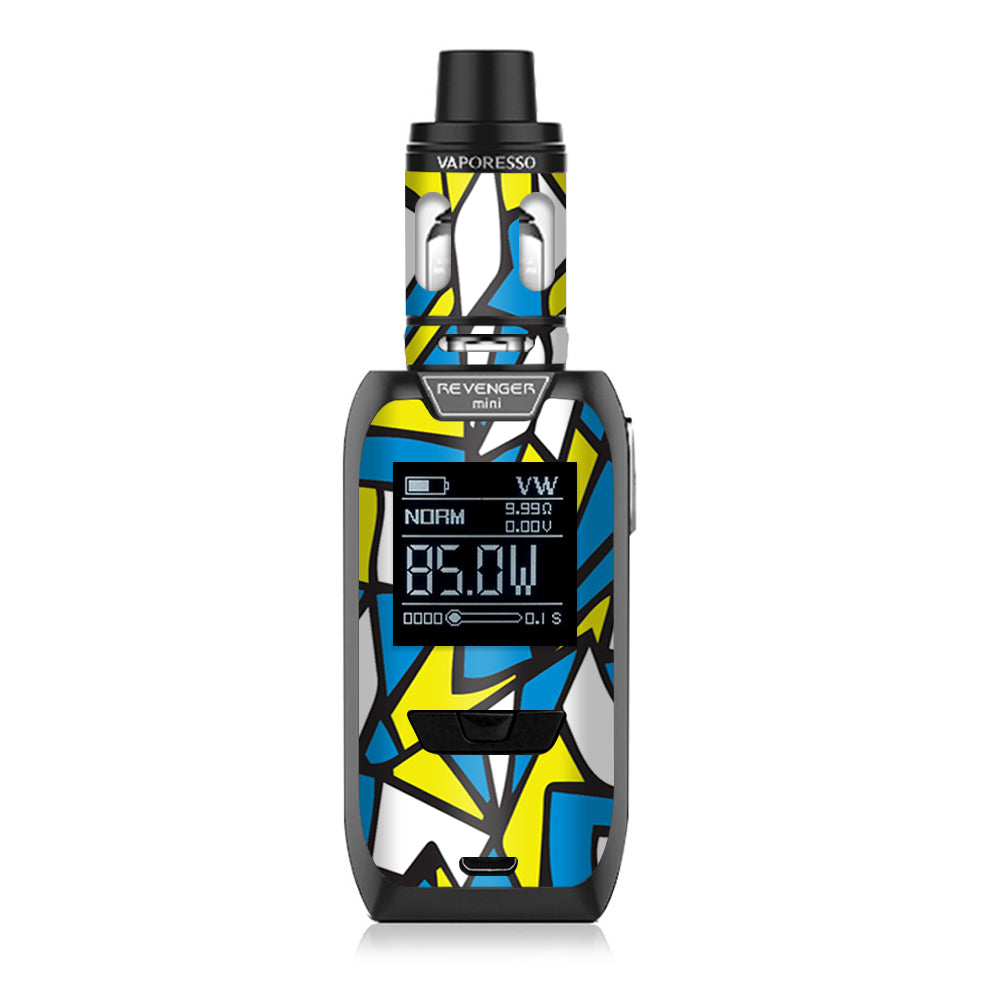  Stained Glass Abstract Blue Yellow Vaporesso Revenger Mini 85w Skin