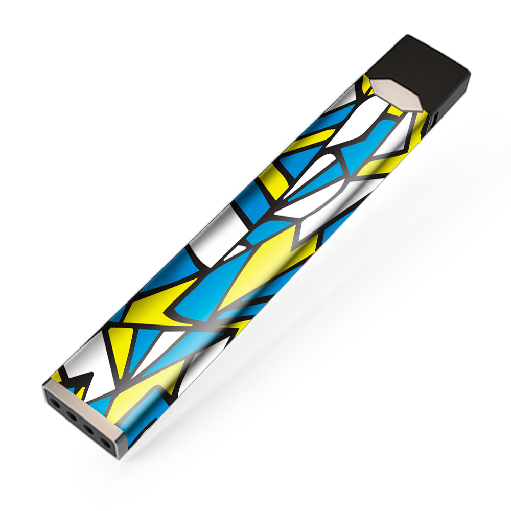  Stained Glass Abstract Blue Yellow JUUL Skin