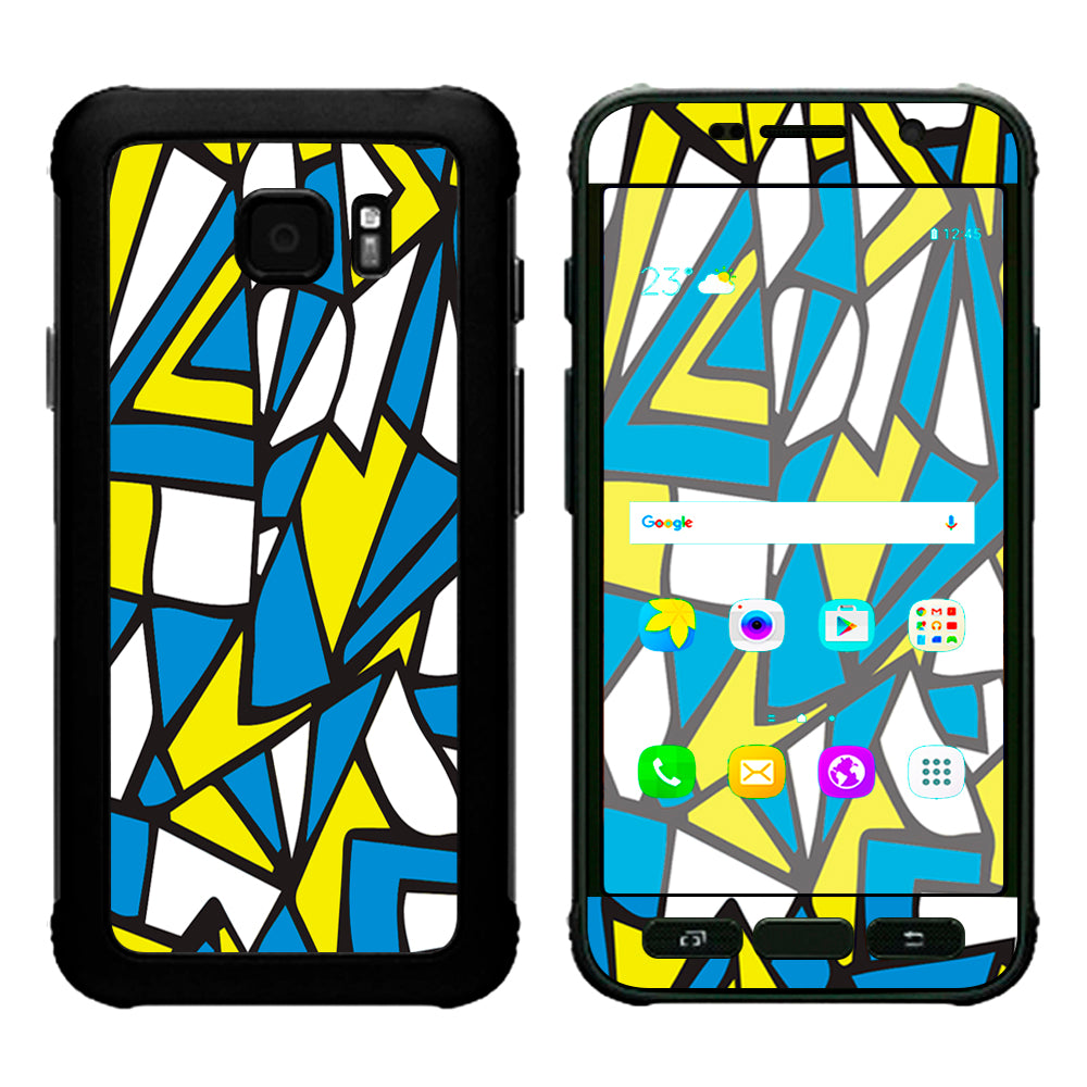  Stained Glass Abstract Blue Yellow Samsung Galaxy S7 Active Skin