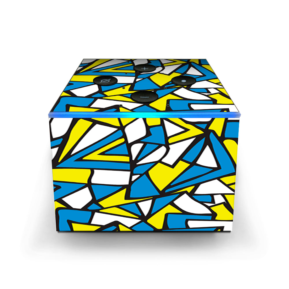  Stained Glass Abstract Blue Yellow Amazon Fire TV Cube Skin