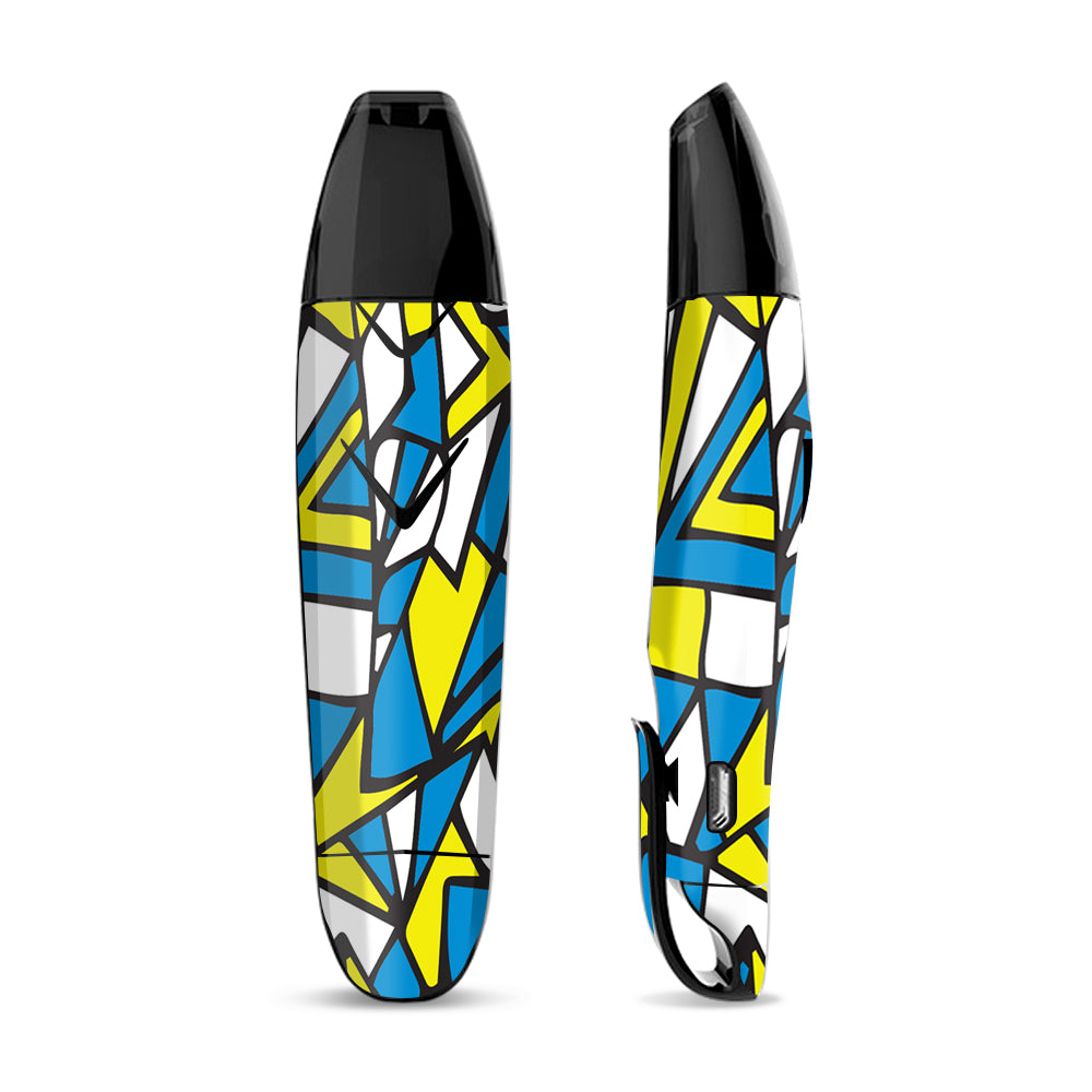 Skin Decal for Suorin Vagon  Vape / Stained Glass Abstract Blue Yellow