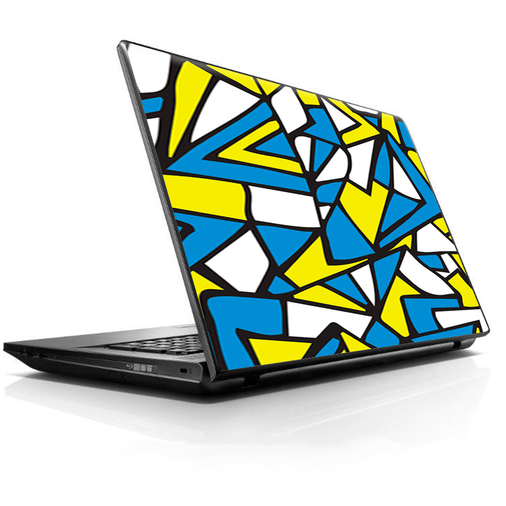  Stained Glass Abstract Blue Yellow HP Dell Compaq Mac Asus Acer 13 to 16 inch Skin