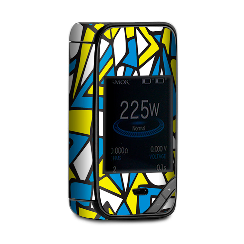  Stained Glass Abstract Blue Yellow X-Priv Smok Skin