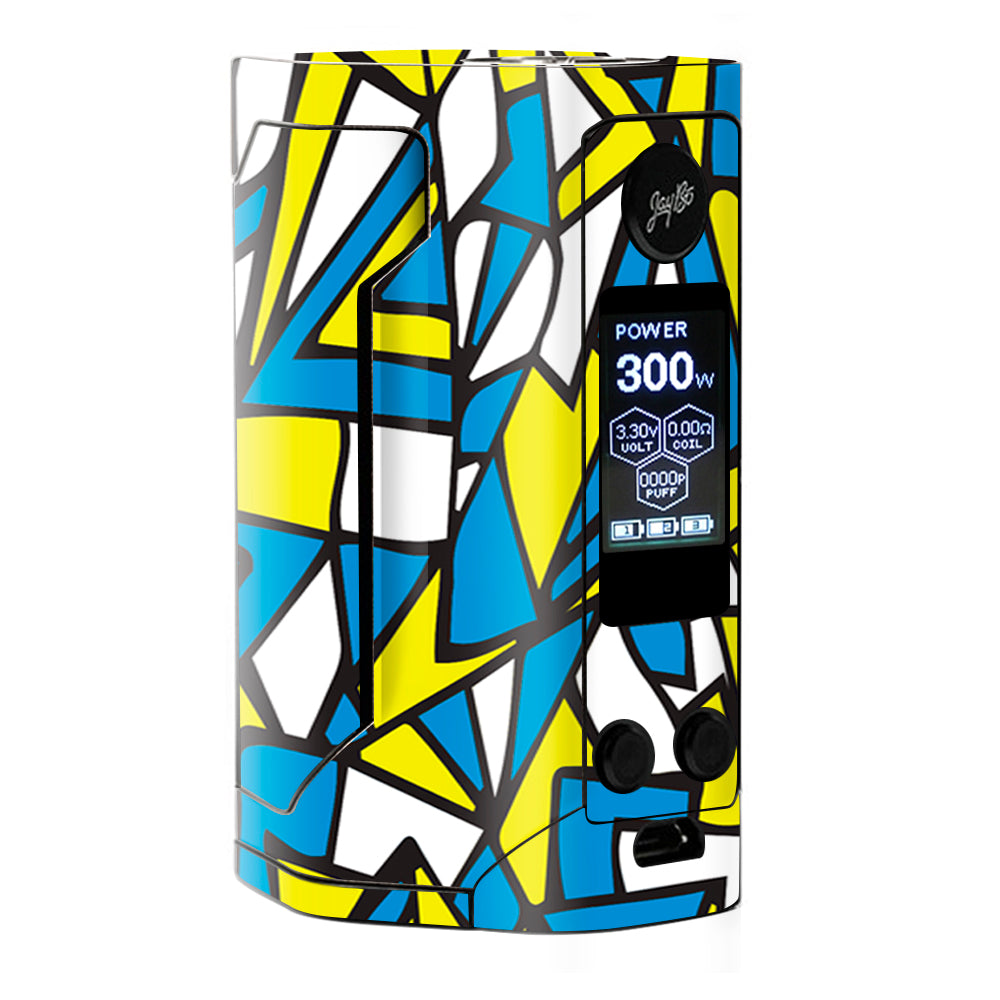  Stained Glass Abstract Blue Yellow Wismec Gen 3 300w Skin