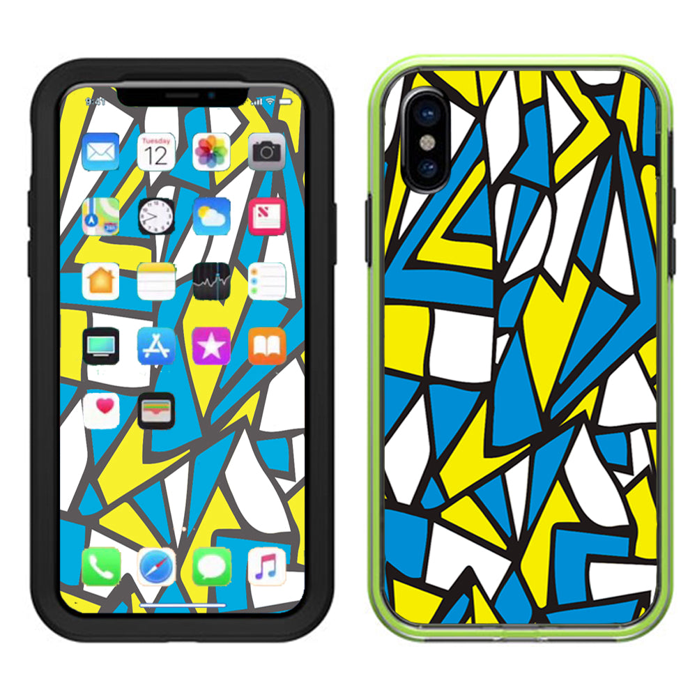  Stained Glass Abstract Blue Yellow Lifeproof Slam Case iPhone X Skin