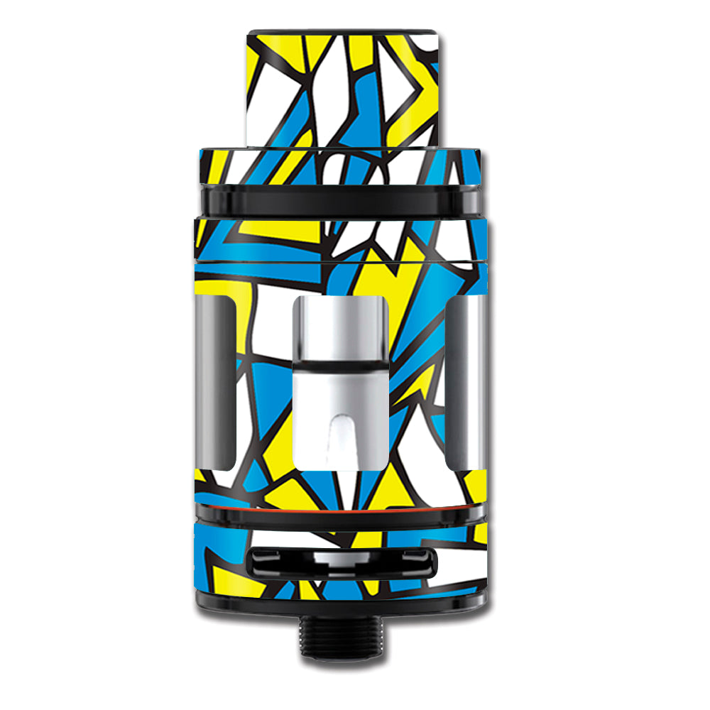  Stained Glass Abstract Blue Yellow Smok TFV8 Big Baby Beast  Skin