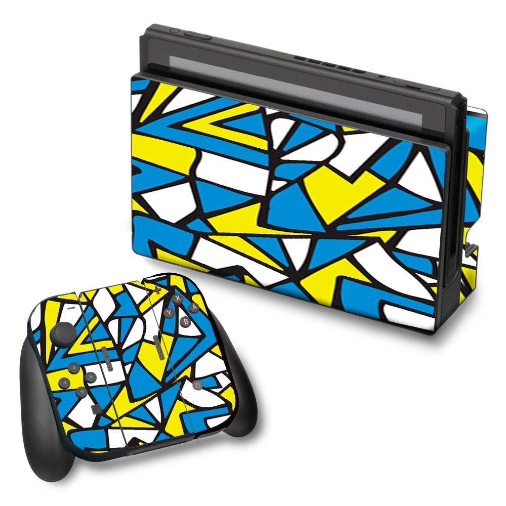  Stained Glass Abstract Blue Yellow Nintendo Switch Skin