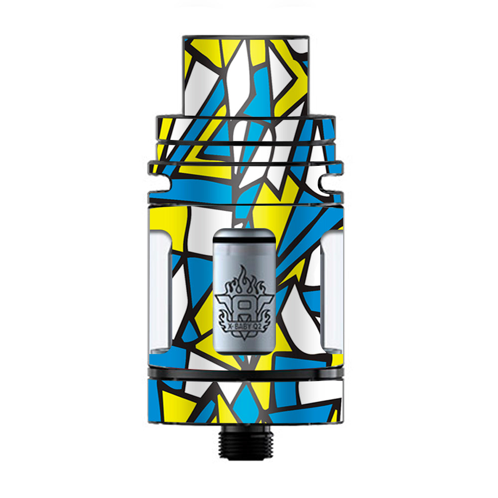  Stained Glass Abstract Blue Yellow TFV8 X-baby Tank Smok Skin