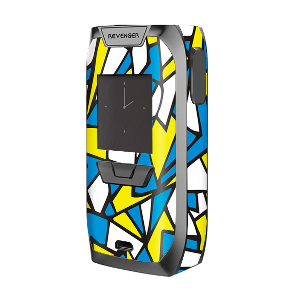  Stained Glass Abstract Blue Yellow Vaporesso Revenger Skin
