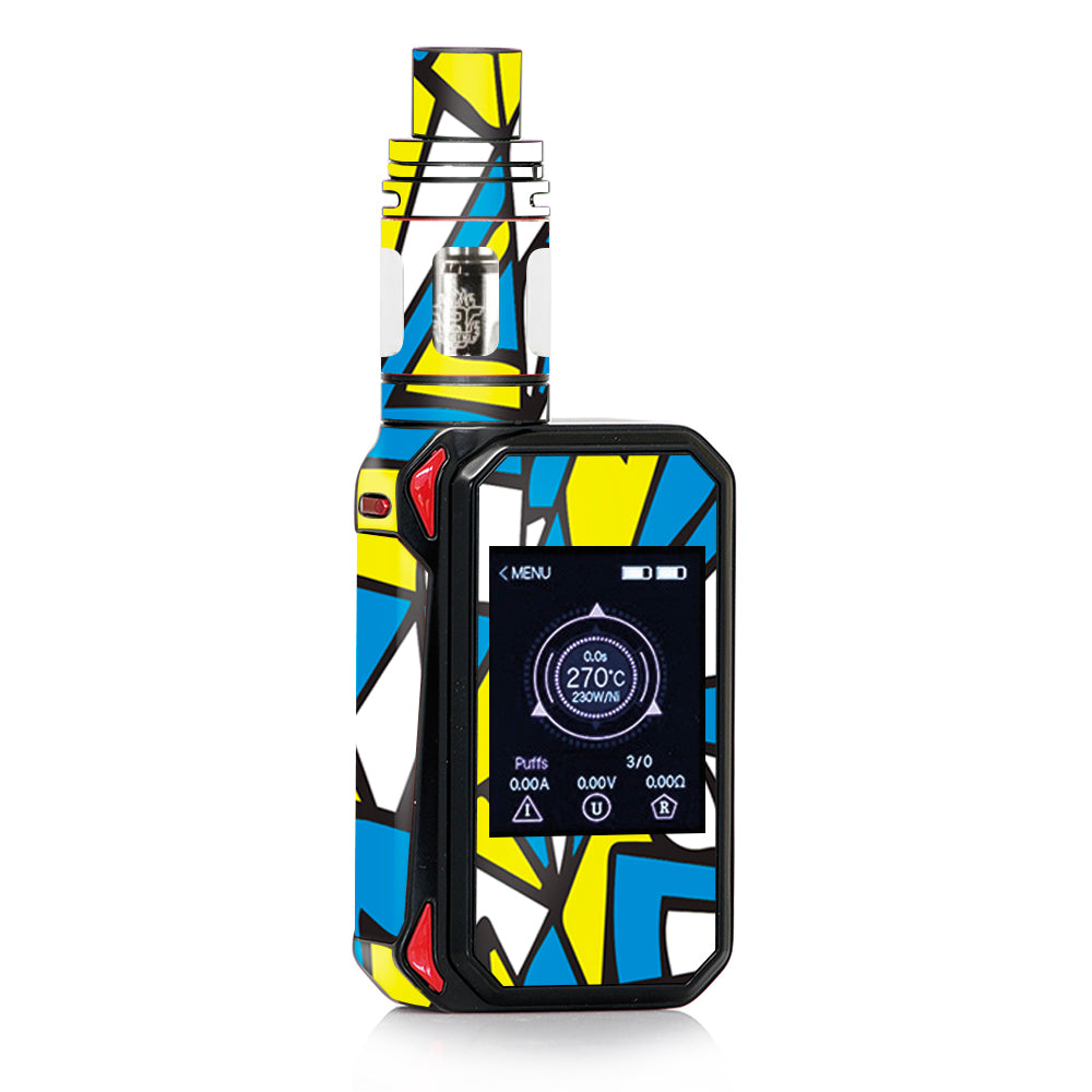  Stained Glass Abstract Blue Yellow Smok G-priv 2 Skin