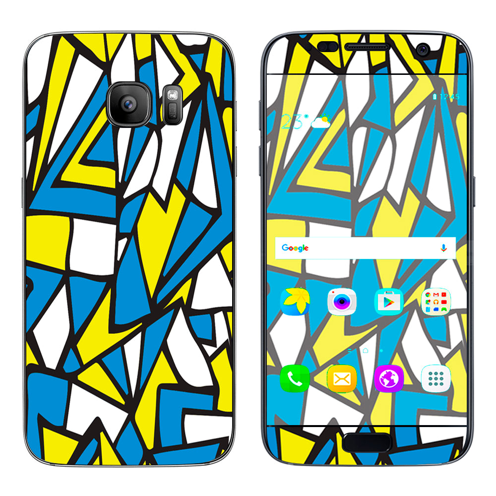  Stained Glass Abstract Blue Yellow Samsung Galaxy S7 Skin