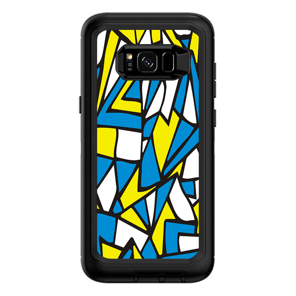  Stained Glass Abstract Blue Yellow Otterbox Defender Samsung Galaxy S8 Plus Skin