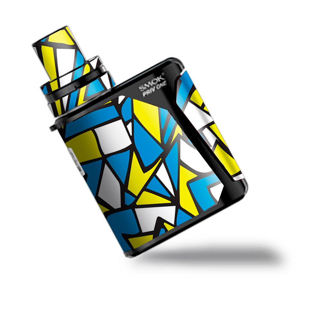  Stained Glass Abstract Blue Yellow Smok Priv One Skin