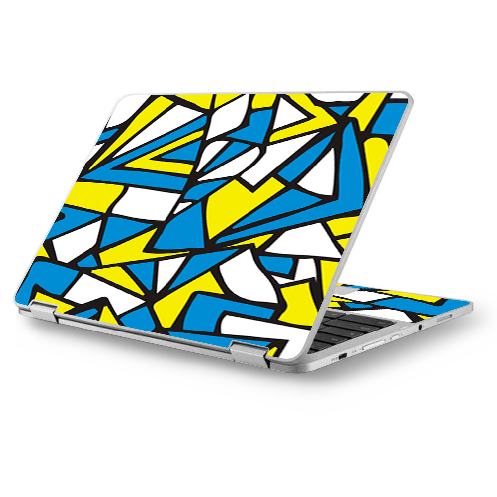  Stained Glass Abstract Blue Yellow Asus Chromebook Flip 12.5" Skin