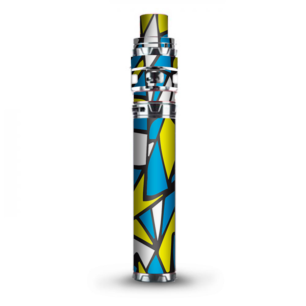  Stained Glass Abstract Blue Yellow Stick Prince TFV12 Smok Skin