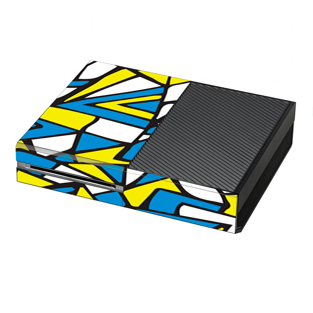  Stained Glass Abstract Blue Yellow Microsoft Xbox One Skin