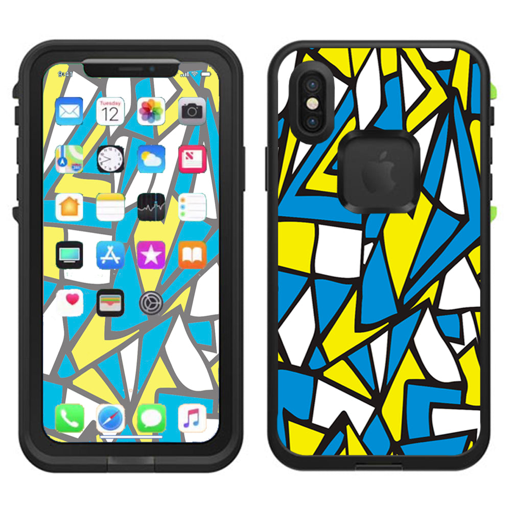  Stained Glass Abstract Blue Yellow Lifeproof Fre Case iPhone X Skin