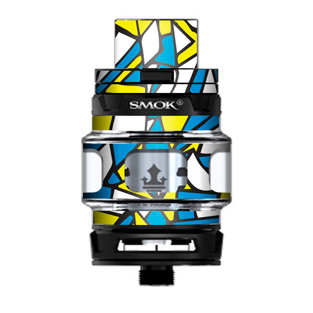  Stained Glass Abstract Blue Yellow Prince TFV12 Tank Smok Skin