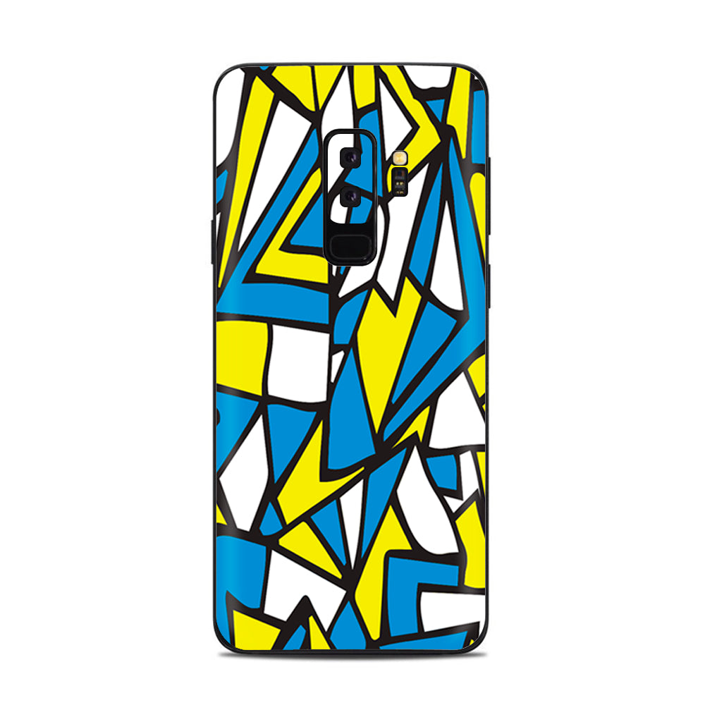  Stained Glass Abstract Blue Yellow Samsung Galaxy S9 Plus Skin