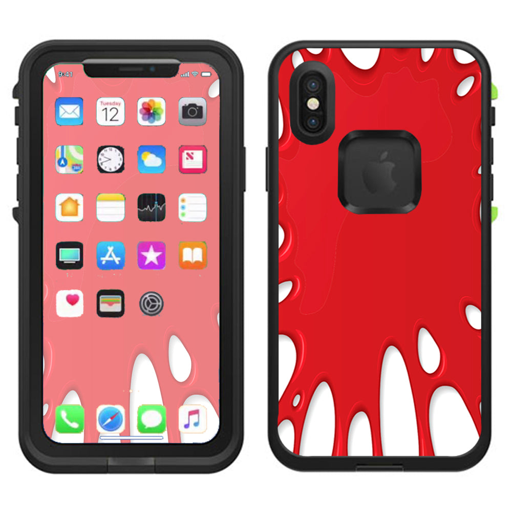  Red Stretch Slime Blood Lifeproof Fre Case iPhone X Skin
