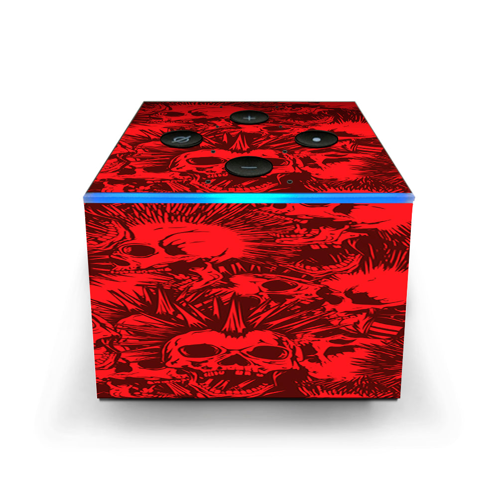 Red Punk Skulls Liberty Spikes Amazon Fire TV Cube Skin