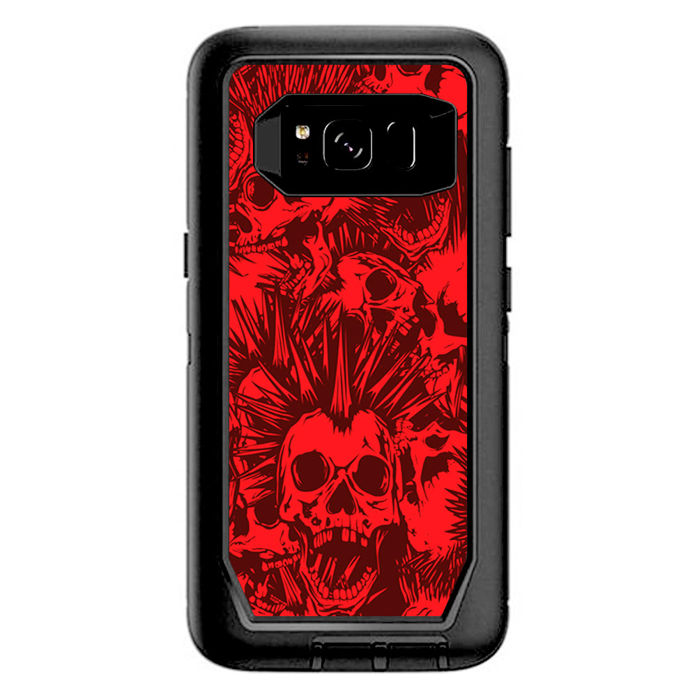  Red Punk Skulls Liberty Spikes Otterbox Defender Samsung Galaxy S8 Skin