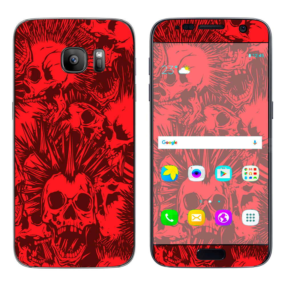  Red Punk Skulls Liberty Spikes Samsung Galaxy S7 Skin