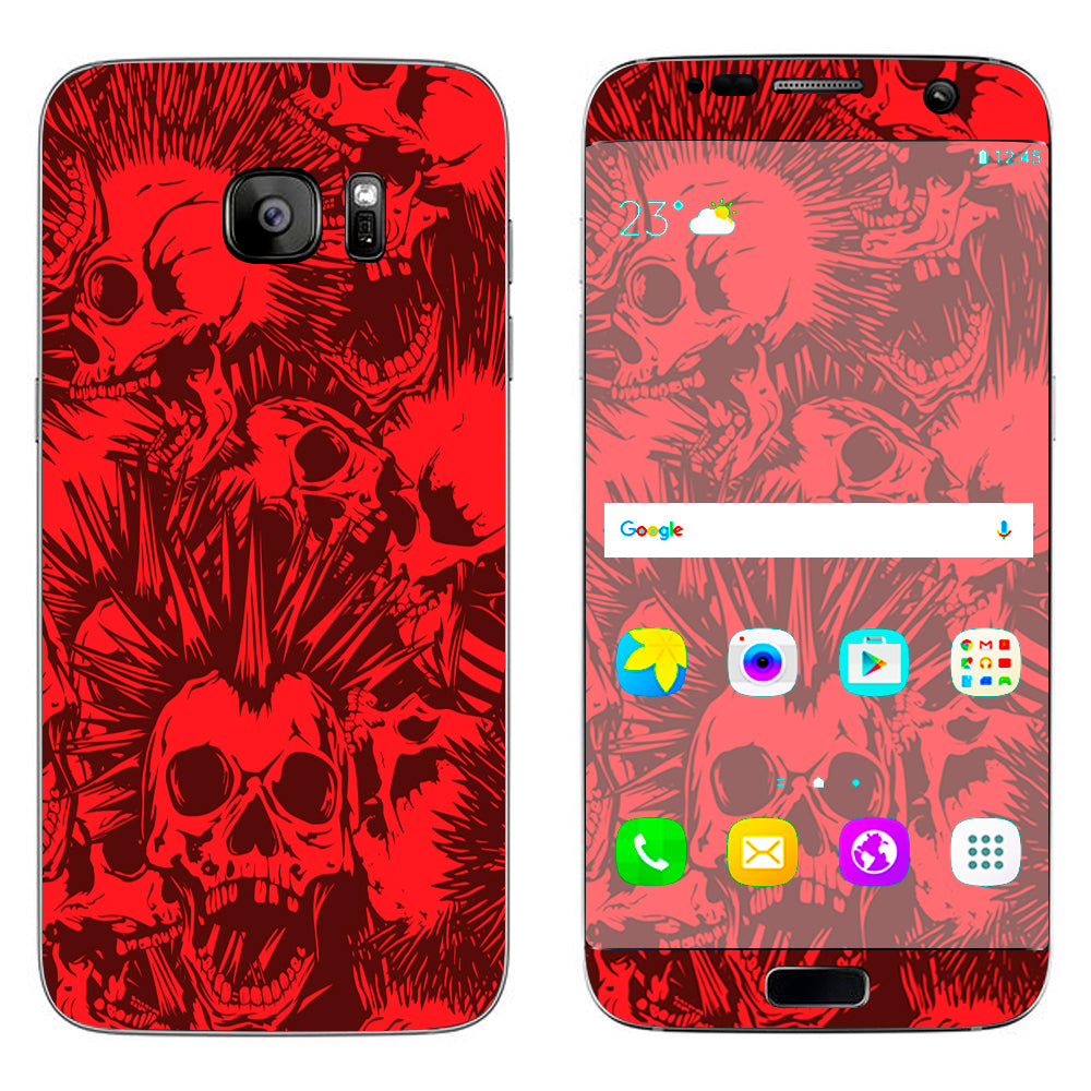  Red Punk Skulls Liberty Spikes Samsung Galaxy S7 Edge Skin