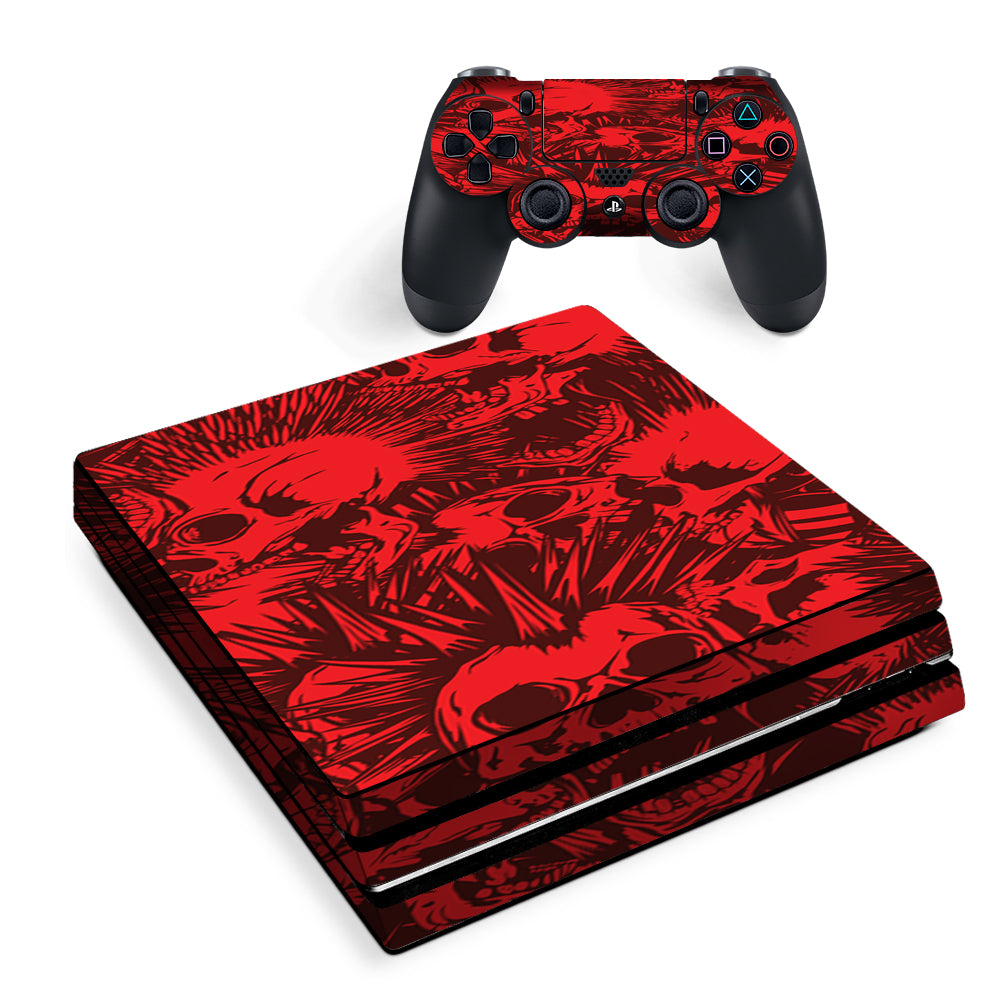 Red Punk Skulls Liberty Spikes Sony PS4 Pro Skin