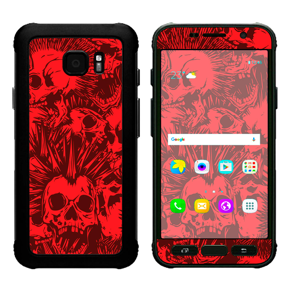  Red Punk Skulls Liberty Spikes Samsung Galaxy S7 Active Skin