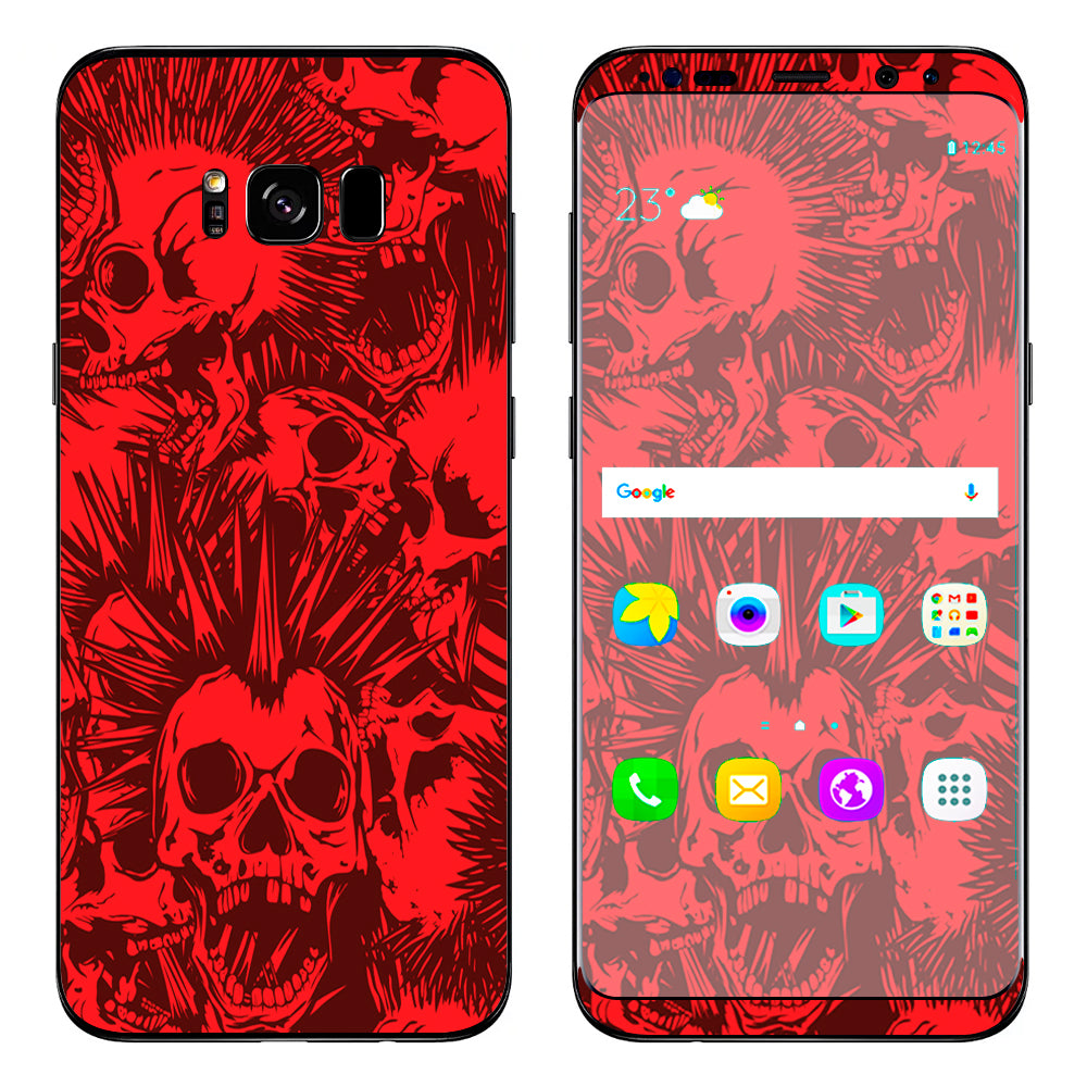  Red Punk Skulls Liberty Spikes Samsung Galaxy S8 Skin