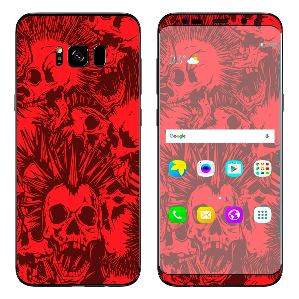  Red Punk Skulls Liberty Spikes Samsung Galaxy S8 Plus Skin