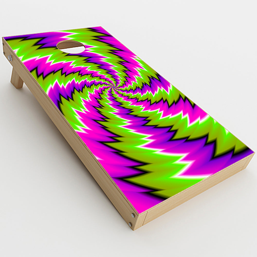  Psychedelic Moving Purple Green Swirls  Cornhole Game Board (2 pcs.) Skin
